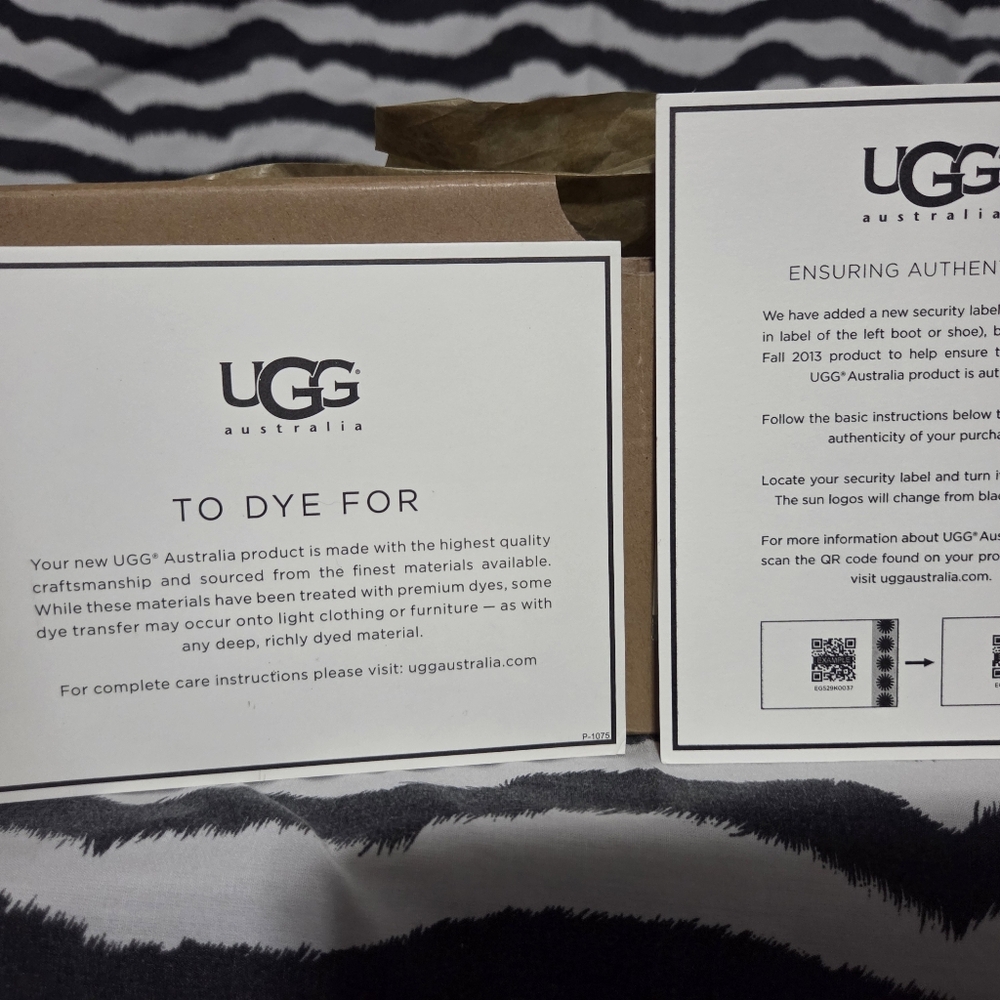 UGG Australia Care Instructions Card - Authenticity Guide
